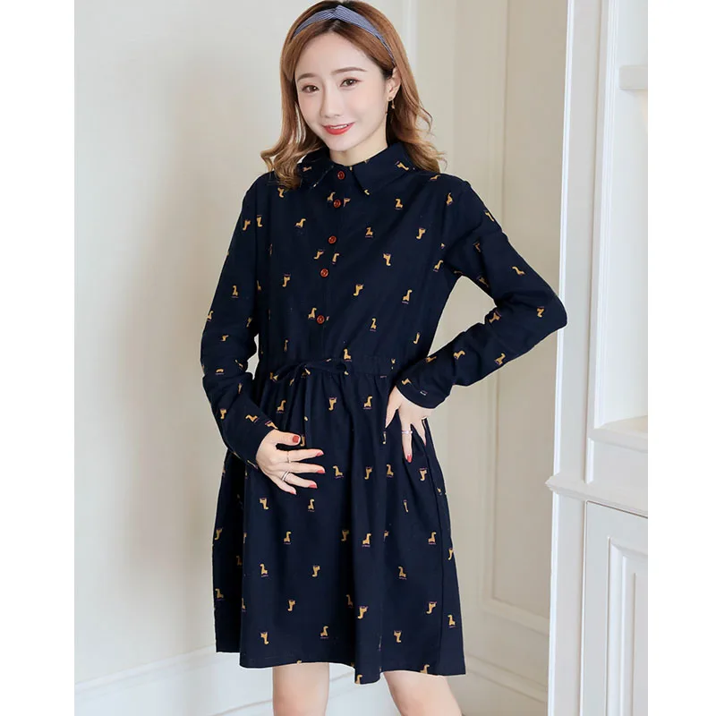 Весенне-осенние платья vestidos для беременных Одежда женщин Повседневное платье с