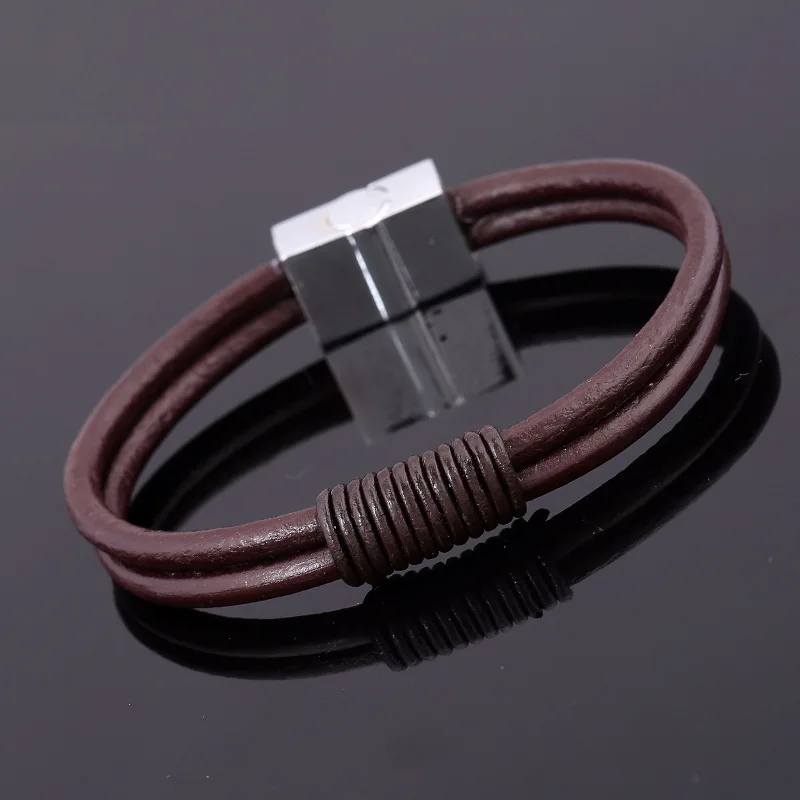 Мужской браслет с веревкой из натуральной кожи сплава подвесками подарок