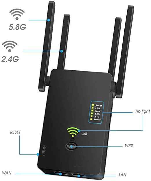 Двухдиапазонный ретранслятор 1200 Мбит/с домашний 2 4 ГГц и 5 8 ггц Wifi удлинитель AP