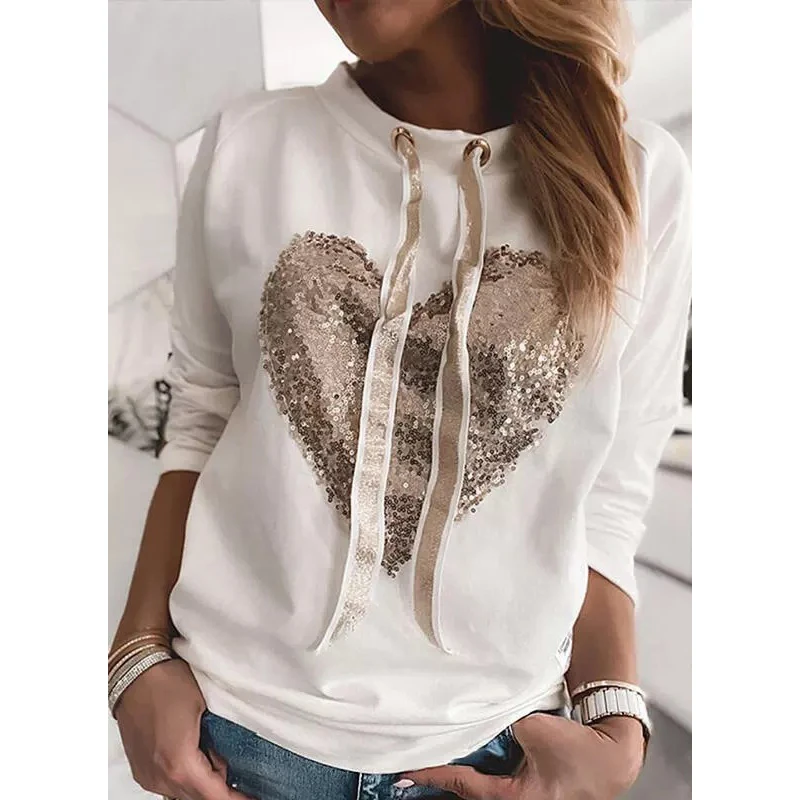 

Свитшот с блестками, женская футболка в Корейском стиле, в стиле панк, новая осенняя уличная одежда, модная кавайная Женская толстовка с лео...