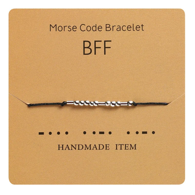 

Morse Code Bracelet Charm Beads Bracelets Valentines Friendship Bracelets Silver Color String Adjustable Gifts For Women