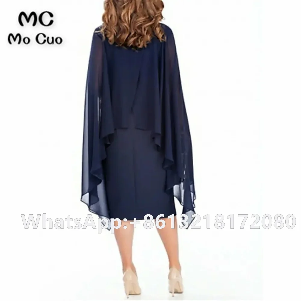 

Темно-синее платье для матери невесты 2021, шифоновое платье для матери невесты с коротким рукавом