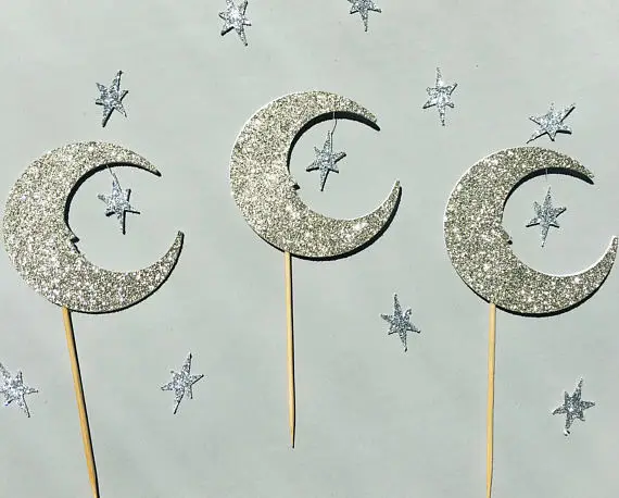 Топперы для капкейков Moon and Star | I Love You To The Back топперы Блестящие Baby Shower|Товары