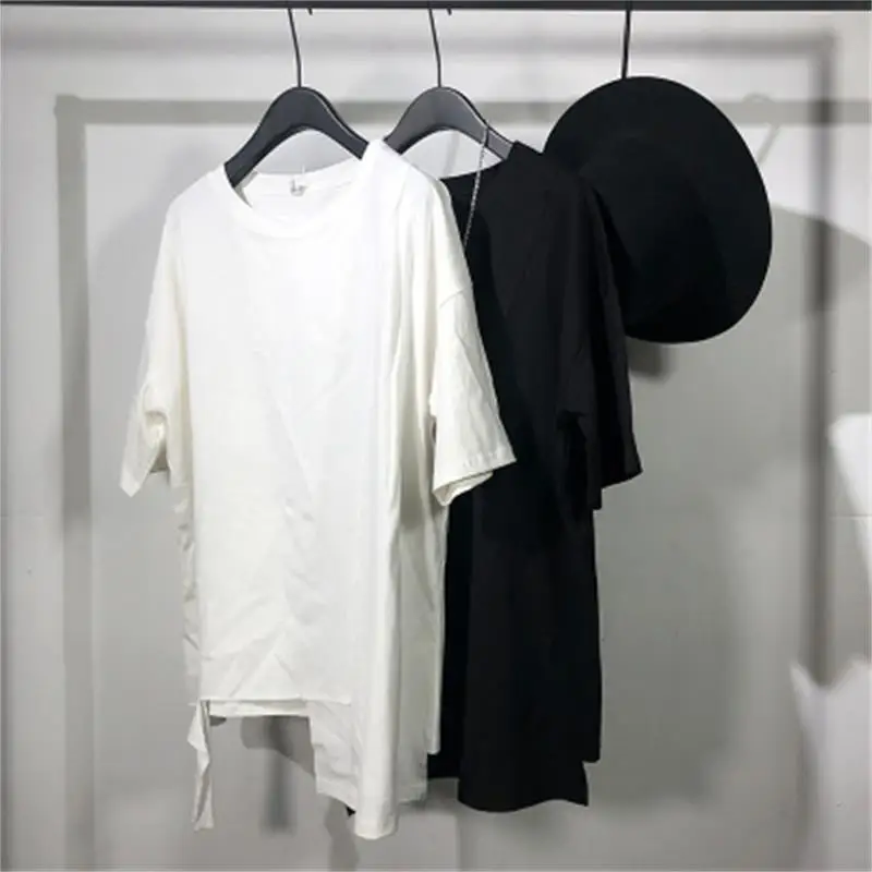 

original dark summer series irregular slit loose short-sleeved t-shirt Japanese series simple casual casual top