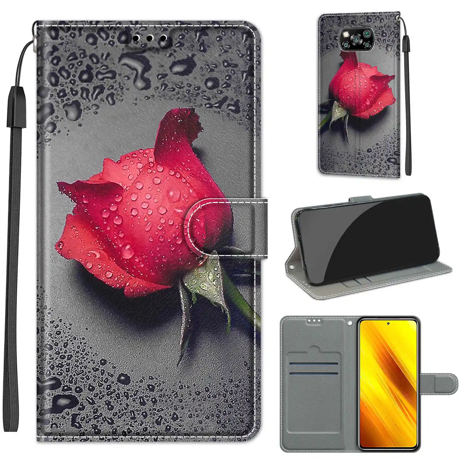 Flip Case For Xiaomi Poco X3 NFC Pro M3 Case Leather Silicone Wallet Book Cover For Redmi 8 6A 7A 9A 9C 9T 9 Power Cute Printed