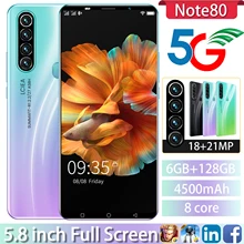 Note80 5.8 Polegada telefone celular versão global tela cheia 4500mah 6 + 128gb 18 + 21mp face id desbloquear 4g 5g android 10 smartphone quente (4)
