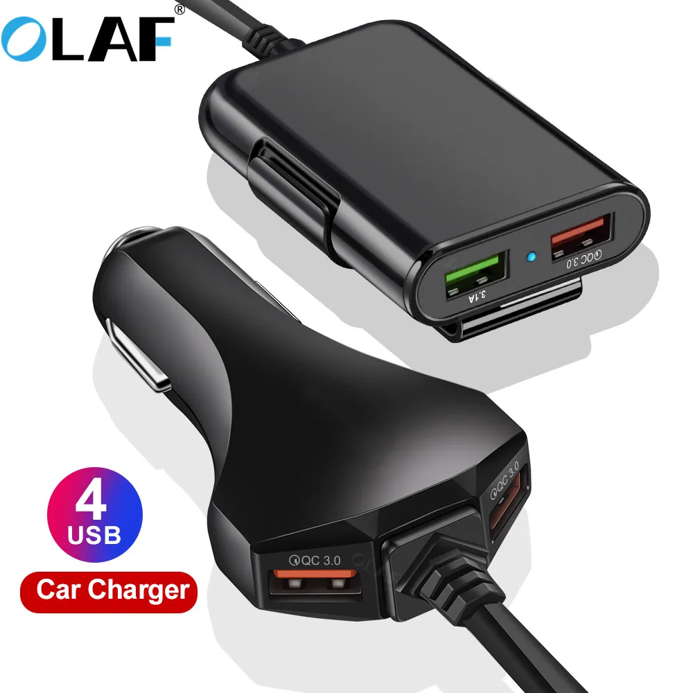 Автомобильное зарядное устройство OLAF 4 USB QC 3 0 быстрая зарядка Передняя и задняя