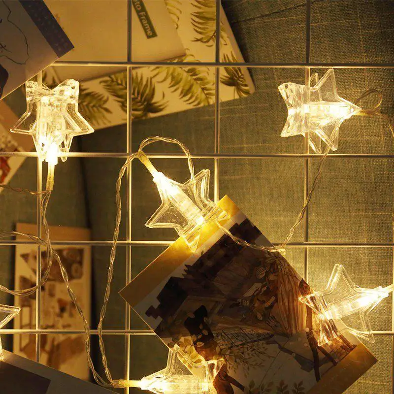 СВЕТОДИОДНАЯ Гирлянда зажим для фотографий в форме звезд 1 5 м 3 м|Осветительные