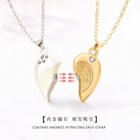 couple necklace fingerprint stitching magnet necklace simple style a pair of valentines day gifts 2022 new