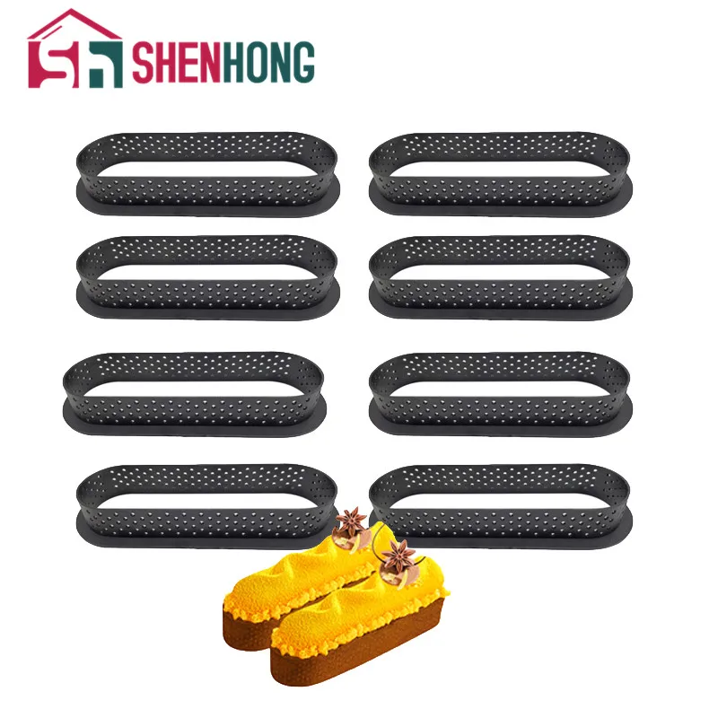 SHENHONG яйцо Тарт пирожное набор колец Пластик перфорированные Овальный Форма