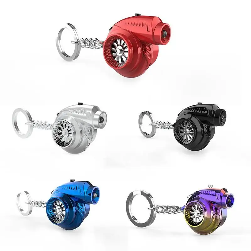

Mini USB Rechargeable Turbo Turbocharger Keychain Turbine Key Chain Ring Keyring With Light Keyfob Interisor Accessory
