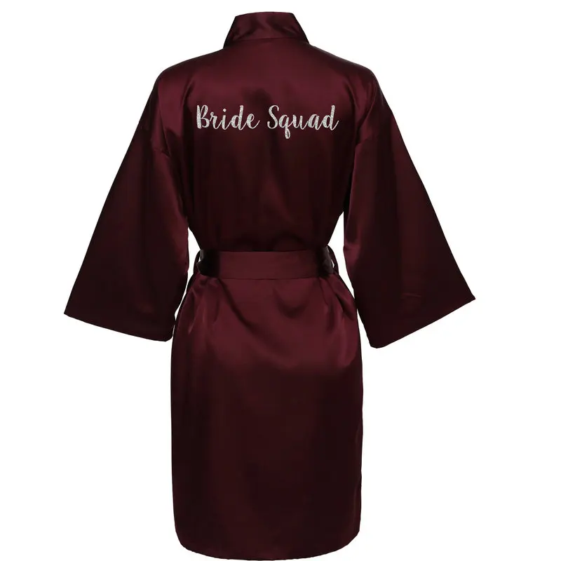 YUXINBRIDAL, красное вино, новинка, халат для невесты, подружки невесты, халат для мамы, сестры невесты, свадебный подарок, кимоно, атласные халаты 001 - Цвет: wine r bride squad