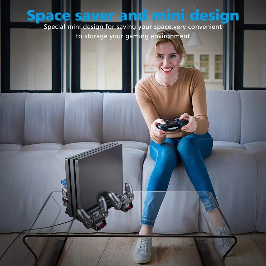 

Drop Shipping PS4/ PS4 Pro/ PS4 Slim Console Vertical Cooling Stand Controller Charging Base Cooler 10 Games Storage for Sony