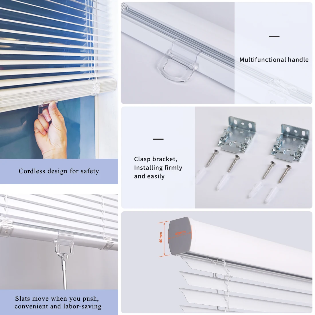 Беспроводные безопасные алюминиевые шторы полузатемняющие оконные для ванной