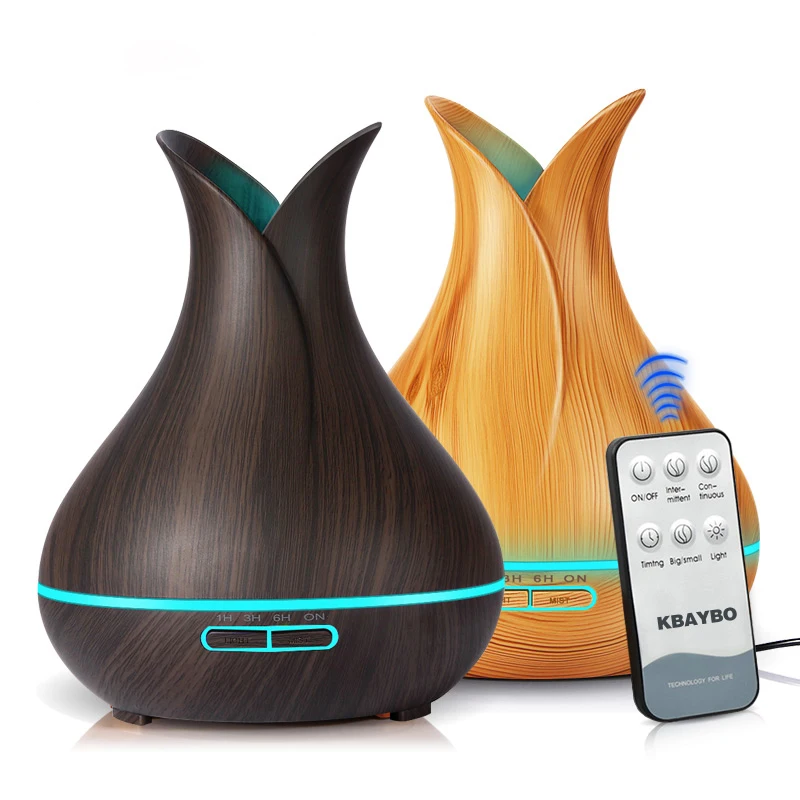 

Ultrasonic Air Humidifier 400ml Aroma Essential Oil Diffuser with Wood Grain 7 Color Changing LED Lights for Office Home