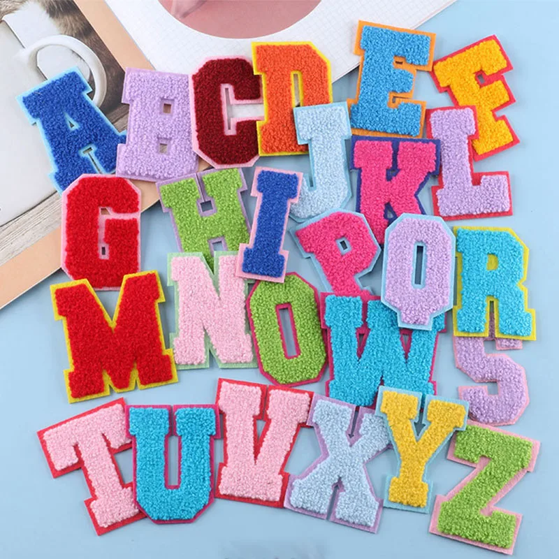 

26pcs A-Z Towel English Letter Patch Embroidery Patches For Clothes DIY Name Clothes Sticker Sew On Bags Jeans Stripe Applique