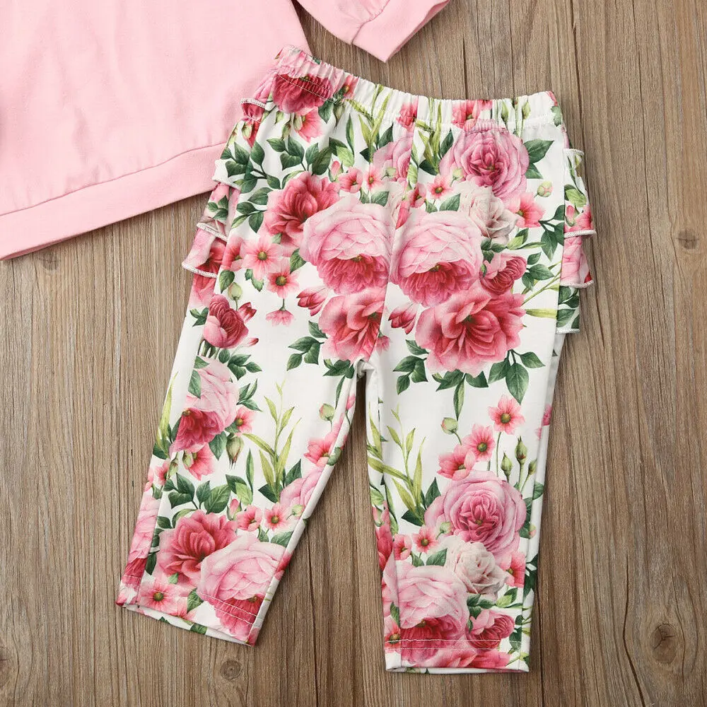 Осенняя одежда Одежда для маленьких девочек зимняя футболка с цветочным