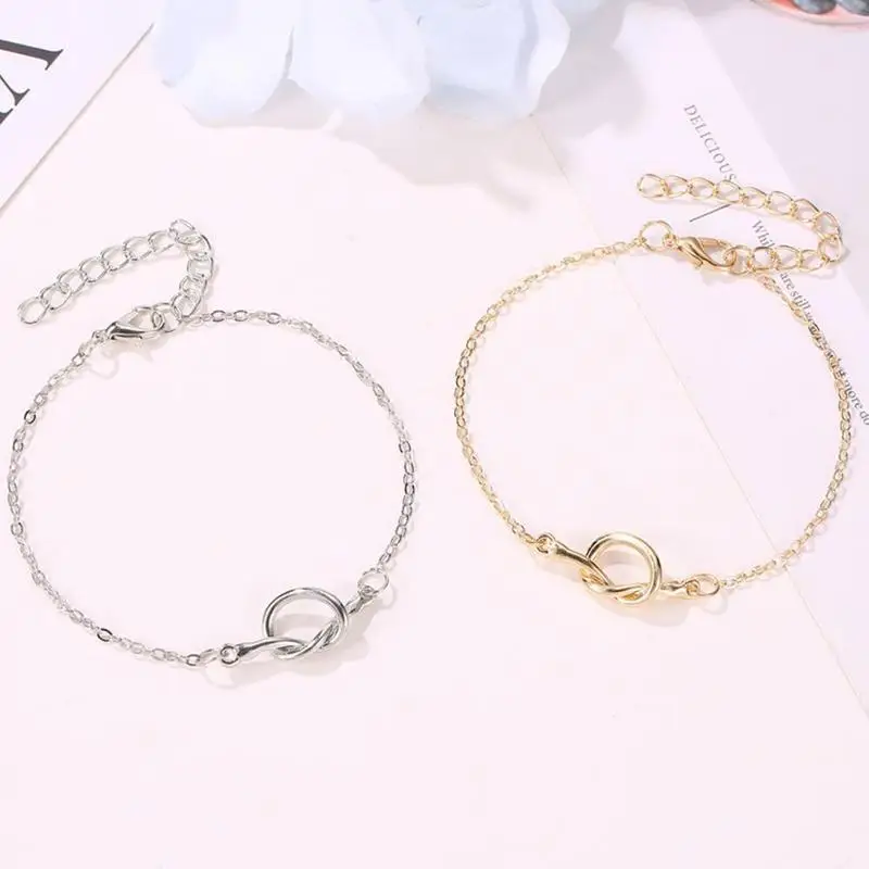 Новый модный металлический женский браслет с узлом стальной геометрический