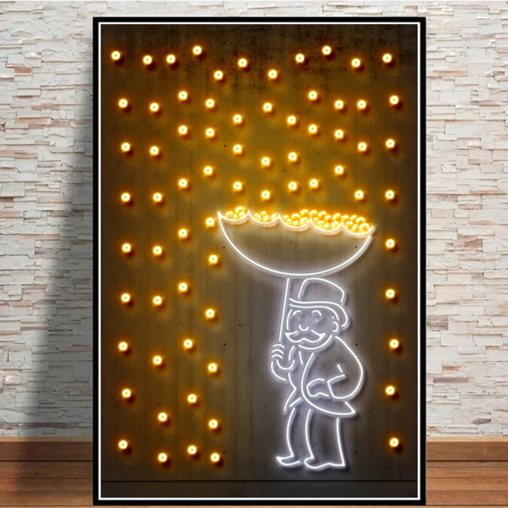 

Alec Neon Lights Canvas Painting Millionaire Money Mona Lisa Rapper Poster and Prints Wall Art Mural for Living Room Decoration