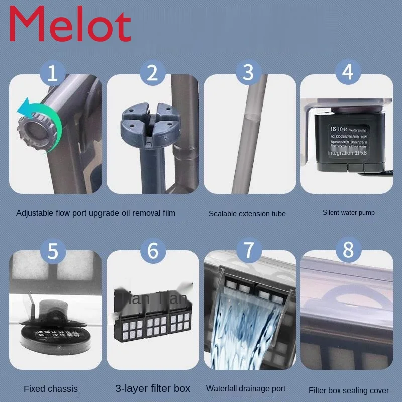 

Home Premium Wall-Mounted Fish Tank Filter Waterfall External Loop Small Mute Pump Wall-Mounted Filtering Equipment