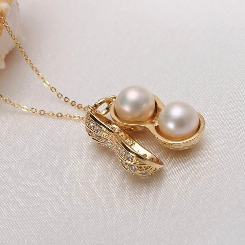 

Women Pearls Peanut Necklace Creative Gold Silver Choker Chic Necklace Jewelry Gift Elegant Blouse Sweater Accessories