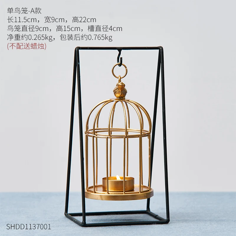 

Nordic Gold Candle Holders Hanging Stand Lantern Iron Metal Candlestick Candle Holders Table Luxury Portavelas Home Decor AD50CH
