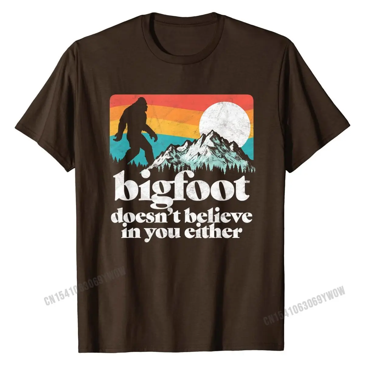 Bigfoot Doesn't Believe in You Either Funny Sasquatch Shirt Tops Group Cotton Student Top T-shirts Customized | Мужская одежда