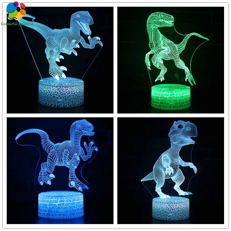 Динозавр дистанционного управления 3D свет светодиодный трещины база Иллюзия