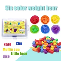 55pcsset kids rainbow muffin cup bear counting matching game educational toys