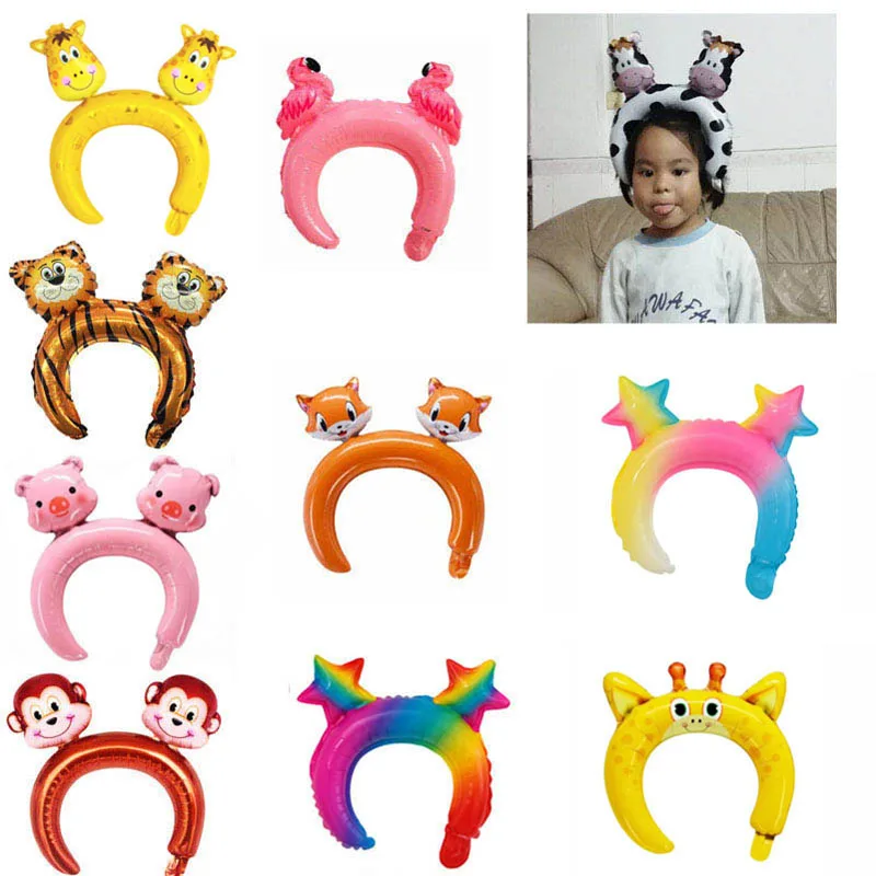 100 шт./лот милые трехмерные Мультяшные животные повязка на голову воздушные шары