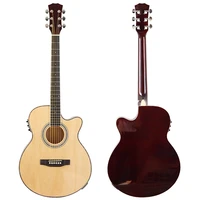 40 inch thin body acoustic electric guitar basswood natural color back and side high gloss finish folk guitar with eq