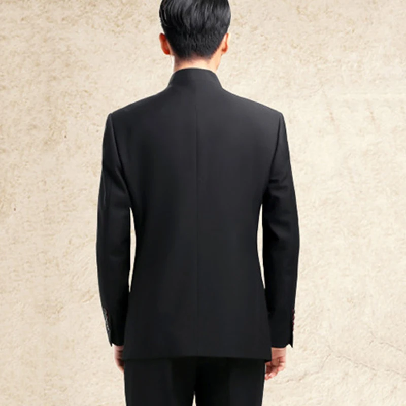 

Dragon Embroidery Men Chinese Style Tunic Suit Jacket Stand Collar New 2021 Kung Fu Coat Single Breasted Black