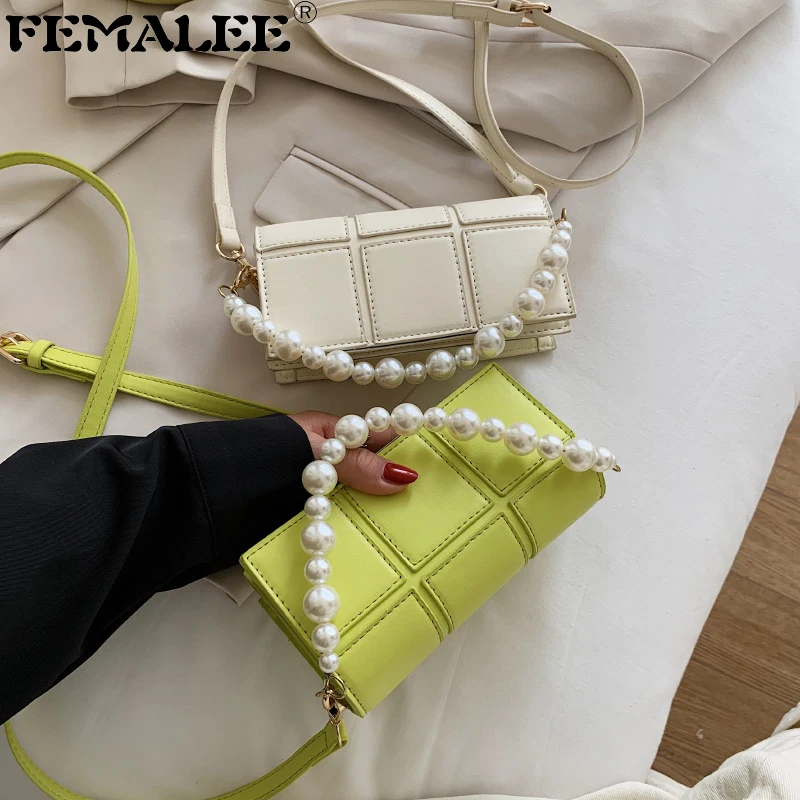 

Женская клетчатая Сумочка с жемчугом, в клетку