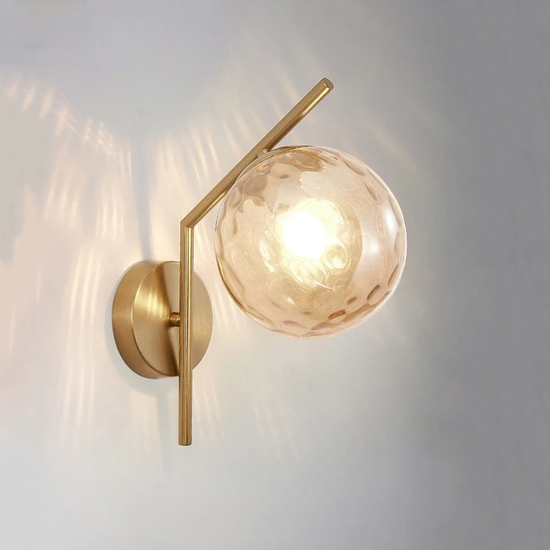 

LED Wall Lamp Nordic Glass Bedroom Bedside Lamp Living Room Corridor Wall Light Modern Gold Black Indoor Decor Lighting Fixtures