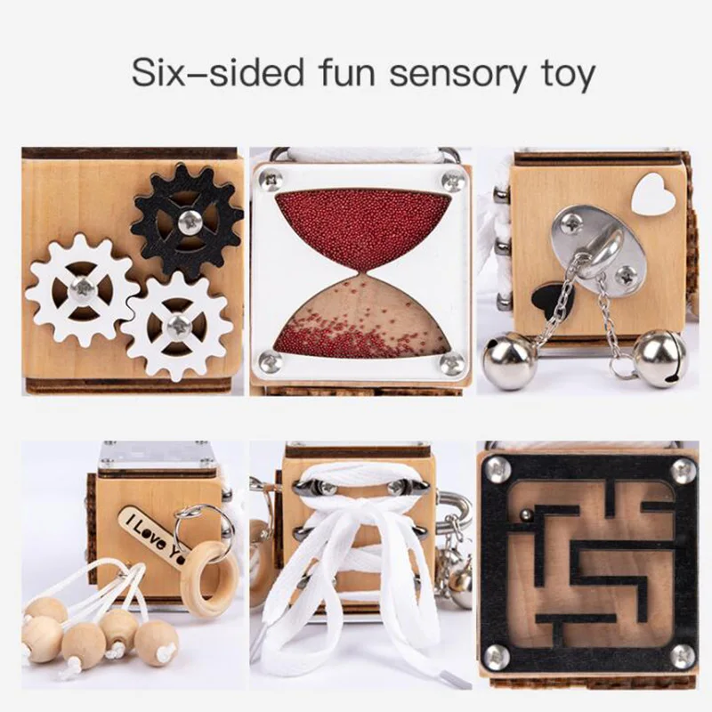 baby busy board wooden busy cube children montessori educational toys hands on grasping ability training lock box early learning free global shipping
