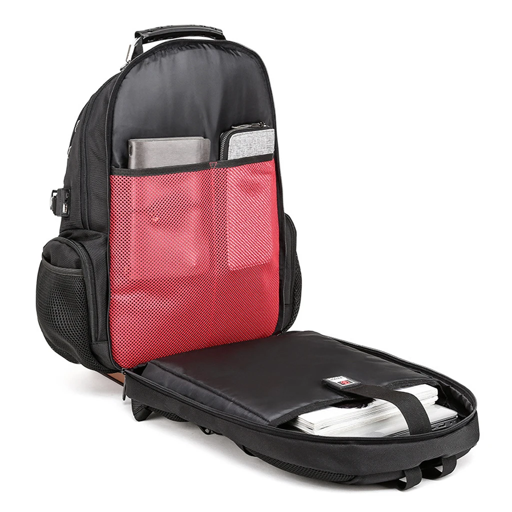 

Black Traveling Backpack Waterproof Durable Dual Band Outdoor Laptop Bag W/ USB