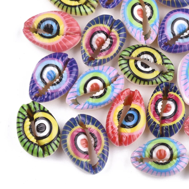 100 шт смешанных цветов печатных Cowrie оболочки бусины DIY браслет ожерелье ювелирных