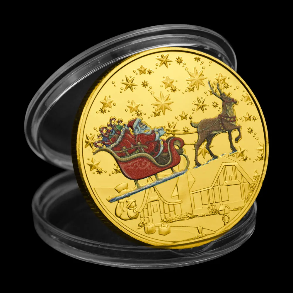 

Merry Christmas Collectible Silver Gold Plated Souvenir Coin Santa Claus Pattern Collection Art Commemorative Coin