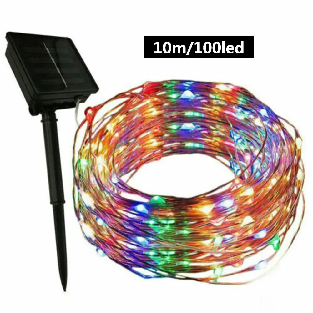 10M 100LED Color Lig 6/10 м светодиодный уличная Солнечная лампа гирлянды 60/100 светодиодный s Фея праздник для рождественской вечеринки гирлянды Солнечный сад Водонепроницаемый линхтинг - Испускаемый цвет: 10M 100LED Color Lig