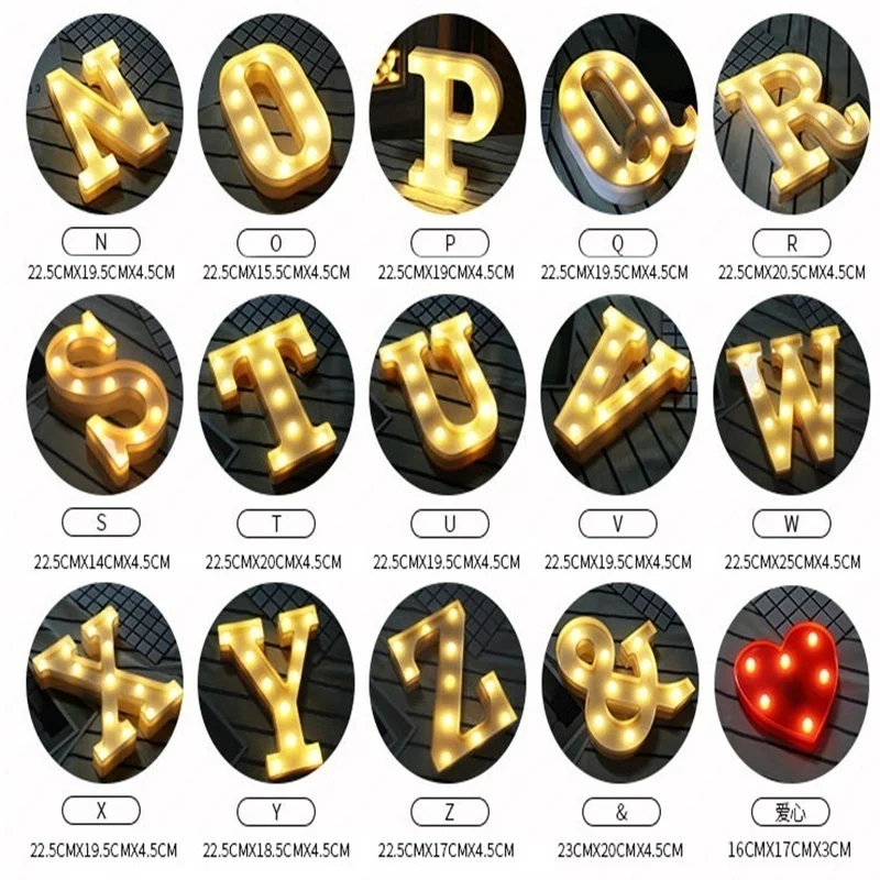 Светодиодный светильник с буквами алфавита табличка маркиза ночник вечерние