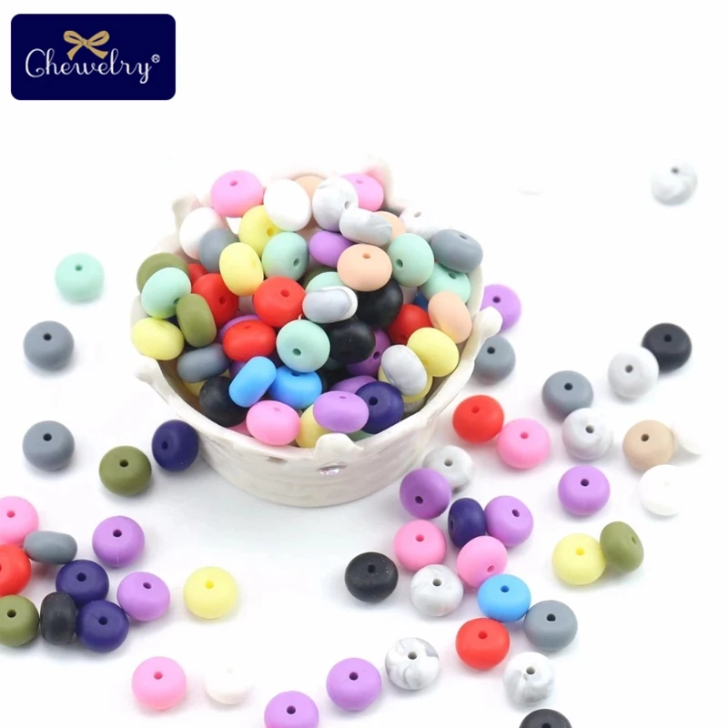 50PC 40mm Baby Silicone Abacus Bead Food Grade Teething Beads DIY Necklace Pacifier Chain Crafts Teether Loose Bead Baby's Goods