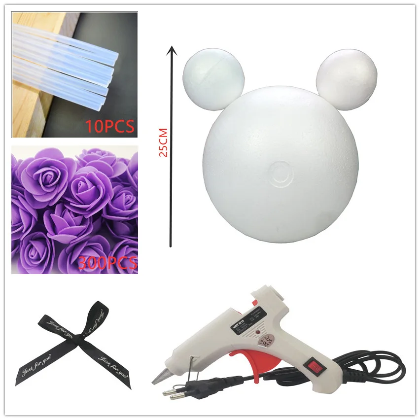 1 шт. 20/25 см пены розовая формочка "Микки Маус" DIY искусственный цветок розы Микки Пластик розы подарки «сделай сам» - Цвет: 25cm purple