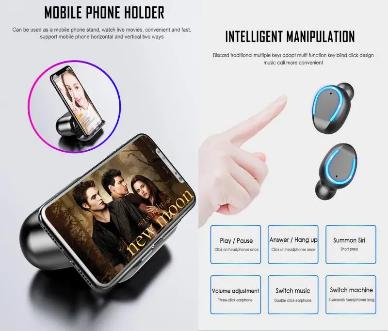 F9 наушники вкладыши TWS с беспроводного Bluetooth (голубой зуб) наушника Smart Touch батареи