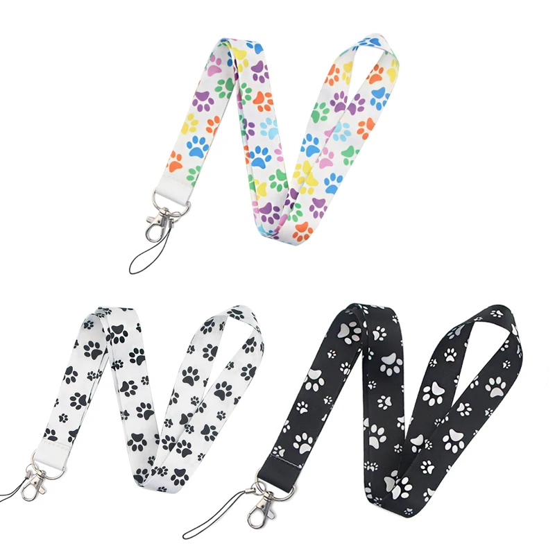 

Cartoon Cute Dog Paw Print Neck Straps Belt Lanyard For Keys ID Card Badge Holder Whistle Hang Rope Webbing Mobile Accessories