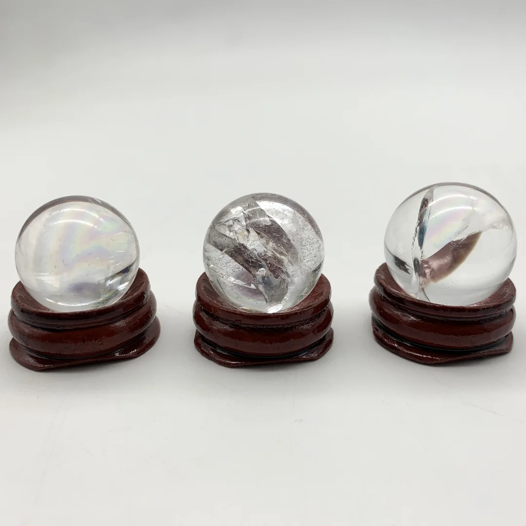 

Beautiful Natural Rianbow White Quartz Sphere Internal Crack Crystal Ball Stones Gem Healing Stones Gifts Healing Decor Minerals