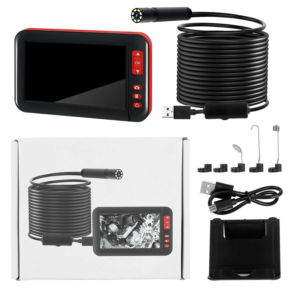 

4.3 Inch 1080P HD Borescope Waterproof Inspection Camera with Eight LED Light Monitor Camera for Pipeline Car Detection 10m