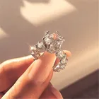 Кольцо женское, геометрическое, серебристое, роскошные с блестящими кристаллами, женские обручальные кольца, 2020