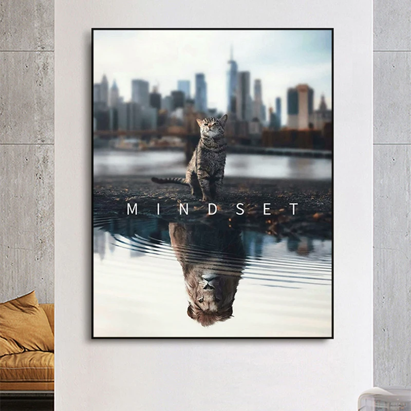 

Lion or Cat Tiger In Heart Canvas Painting Movie Posters and Prints Wall Art Pictures Cuadros for Living Room Home Decoration