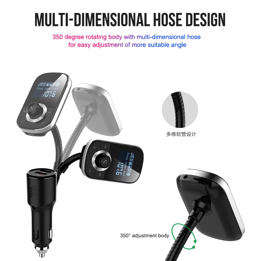 Многофункциональный автомобильный комплект MP3 музыкальный fm-передатчик DC12V QC 3 0