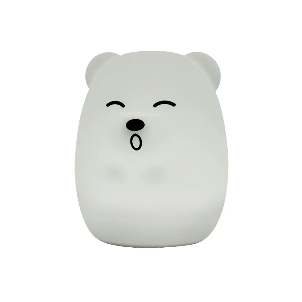 

USB Rechargeable Little Bear Silicone Night Light Sensitive Tap/Remote Control Bedside Lamp Home Decor 8 Colors LED Light Bulb